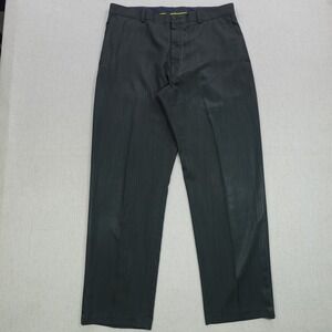 Kenneth Cole Reaction Pants Mens 36x32 Black Dress Slacks Flat Front Polyester